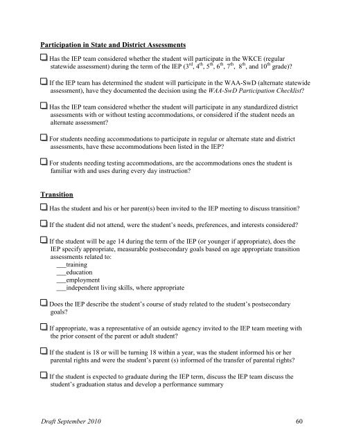 Guide for Writing IEPs - The Special Education Team - Wisconsin.gov