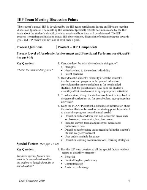 Guide for Writing IEPs - The Special Education Team - Wisconsin.gov