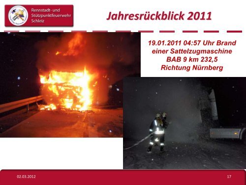 Jahresrückblick 2011 - Freiwillige Feuerwehr Schleiz