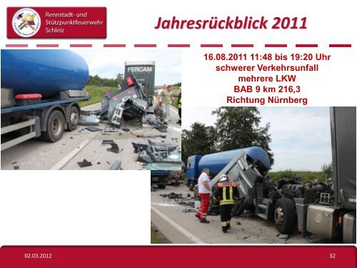 Jahresrückblick 2011 - Freiwillige Feuerwehr Schleiz