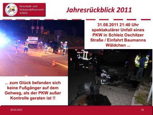 Jahresrückblick 2011 - Freiwillige Feuerwehr Schleiz