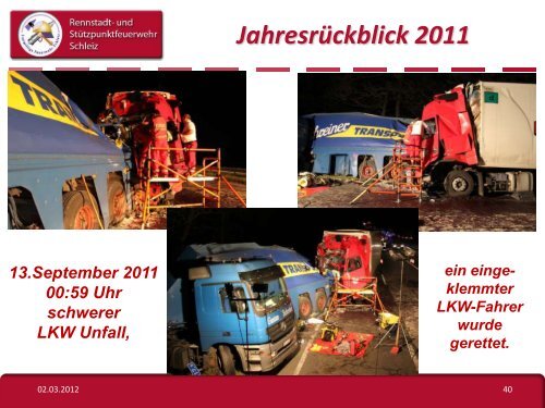 Jahresrückblick 2011 - Freiwillige Feuerwehr Schleiz