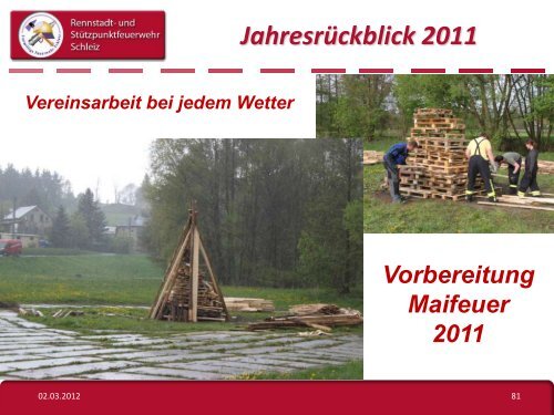 Jahresrückblick 2011 - Freiwillige Feuerwehr Schleiz