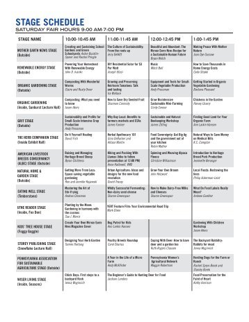 stage sCHeDULe