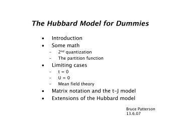 The Hubbard Model for Dummies