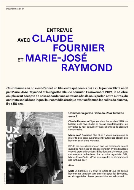 Programme * Deux femmes en or