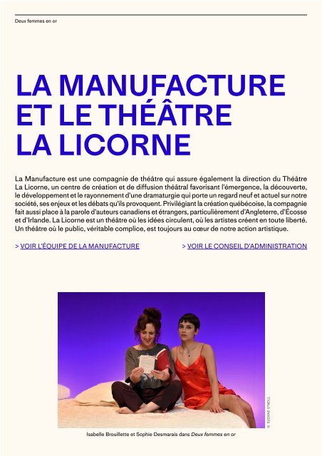 Programme * Deux femmes en or