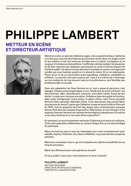 Programme * Deux femmes en or