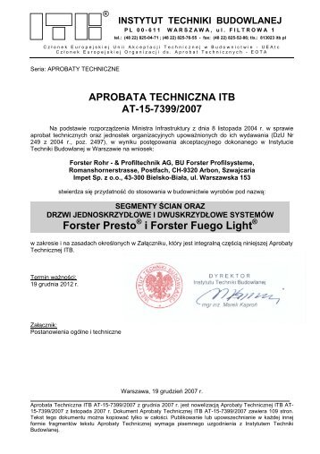 Aprobata Techniczna ITB AT-15-7399/2007 - bbs polska
