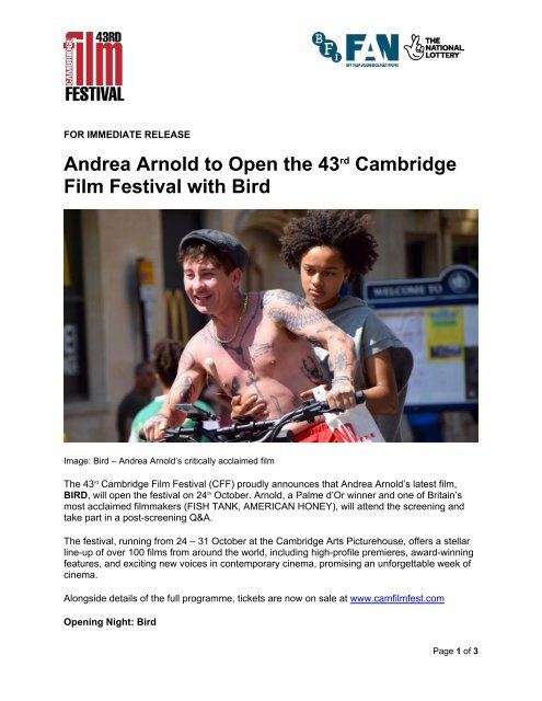 Main Press Release_ 43rd Cambridge Film Festival (2024)