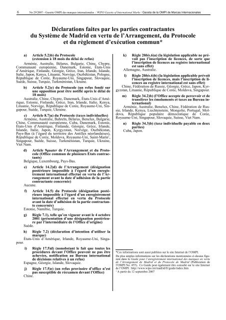 Declarations made by Contracting Parties of the Madrid System ...