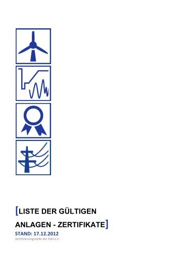 liste der gültigen anlagen - zertifikate - Zertifizierung