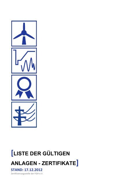 liste der gültigen anlagen - zertifikate - Zertifizierung