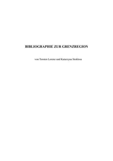 Bibliographie zur Grenzregion - Deutsch-Polnische Gesellschaft ...
