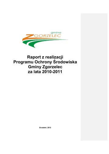Raport z realizacji Programu Ochrony Środowiska Gminy Zgorzelec ...