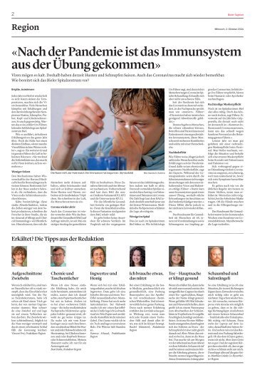Bieler Tagblatt: Immunsystem aus der Übung