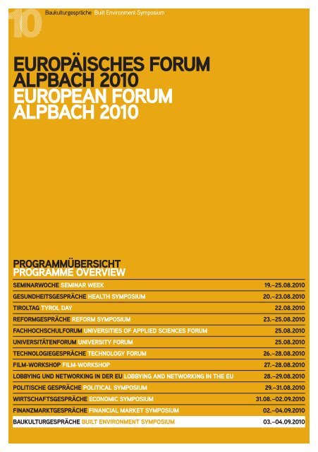 Programme Built Environment Symposium 2010 - aspern + Die ...