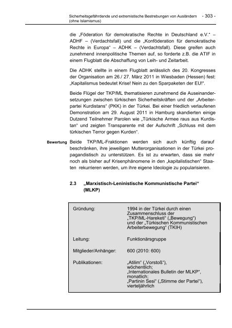 Verfassungsschutzbericht 2011 - Bundesamt für Verfassungsschutz