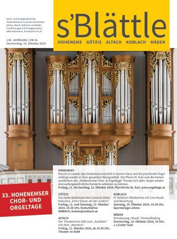 s'Blättle Nr. 41 - Do, 10. Oktober 2024