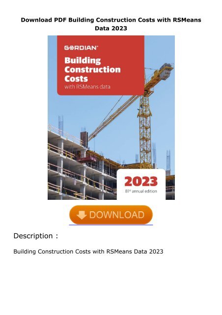 Ebook (download) Building Construction Costs With Rsmeans Data 2023