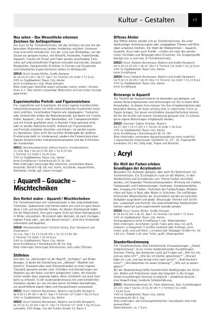 VolkshochschuleIserlohn : Programm September bis Dezember 2012