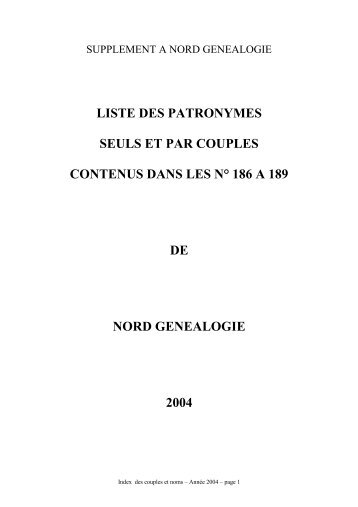 liste des patronymes seuls et par couples contenus dans ... - GGRN