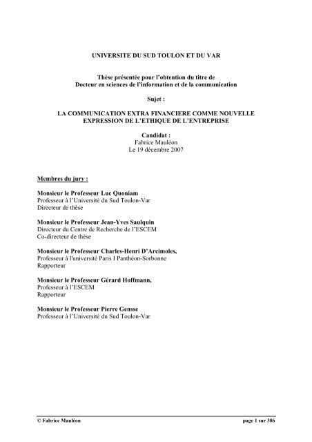 La communication extra financière de l'entreprise - Professor Luc ...