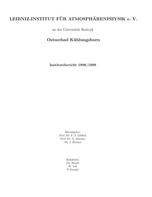 LEIBNIZ-INsTITUT FöUR ATMOsPHöARENPHYsIK e. V. an der ...