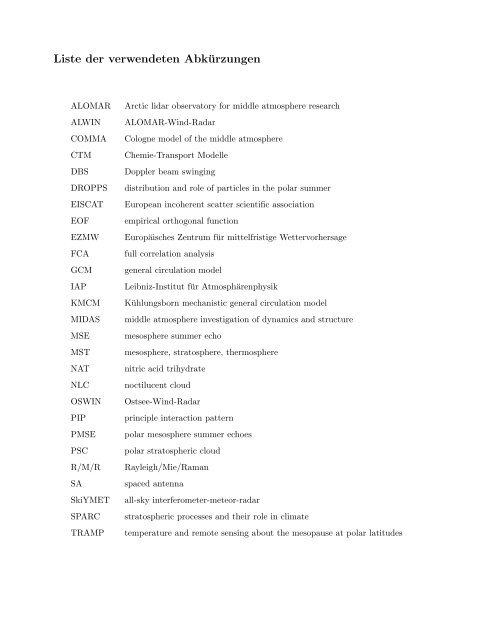 LEIBNIZ-INsTITUT FöUR ATMOsPHöARENPHYsIK e. V. an der ...