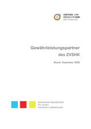 Gewährleistungspartner des ZVSHK Stand: Dezember 2009