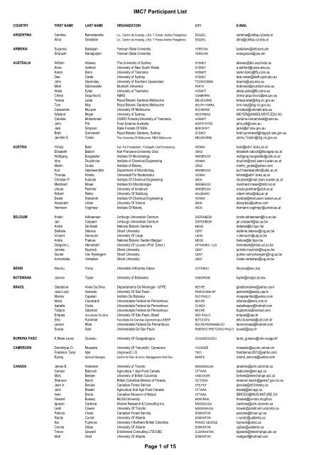 IMC7 Participant List - International Mycological Association