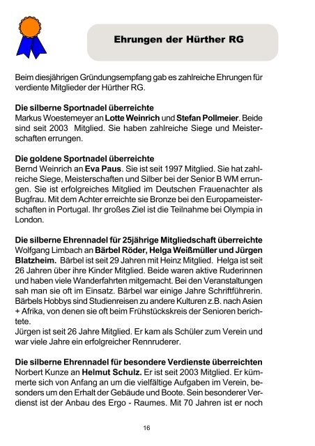 Ausgabe 1/2011 - Hürther Rudergesellschaft