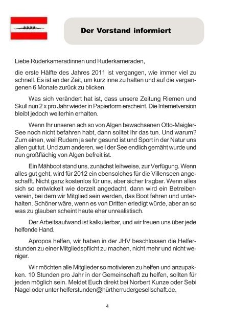 Ausgabe 1/2011 - Hürther Rudergesellschaft