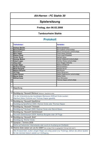 Spielersitzung Protokoll - grote-stahle.de