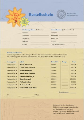 Bestellschein GUTES FÜR KINDER UND FAMILIEN! * 360 Grad Verlag