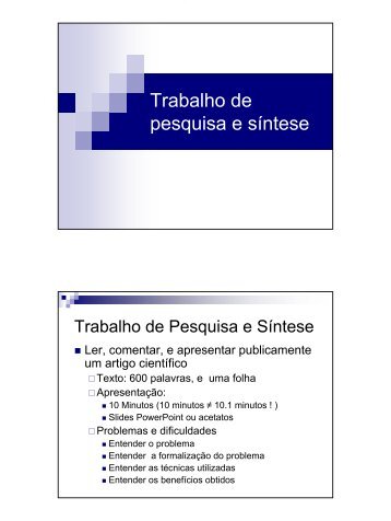 Trabalho de pesquisa e síntese