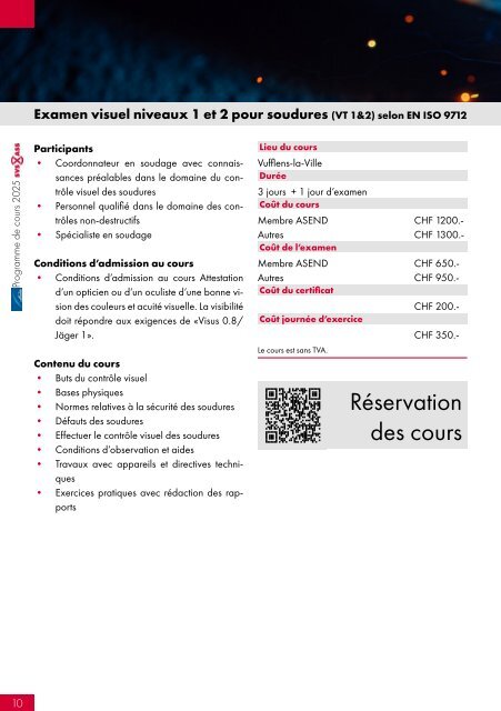 Programme des Cours 2025