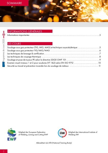 Programme des Cours 2025