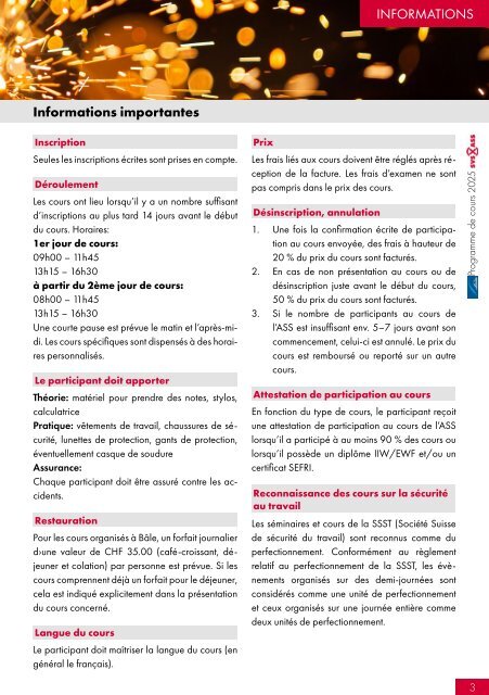 Programme des Cours 2025