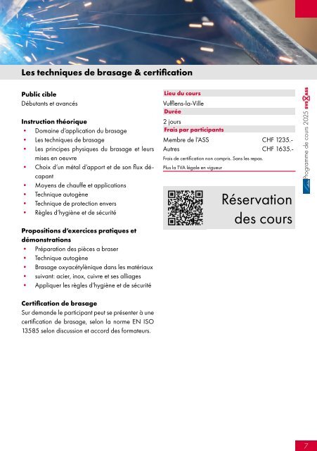 Programme des Cours 2025