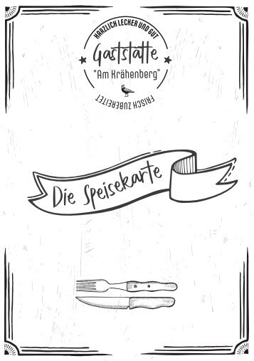 Speisekarte der Gaststätte "Am Krähenberg"