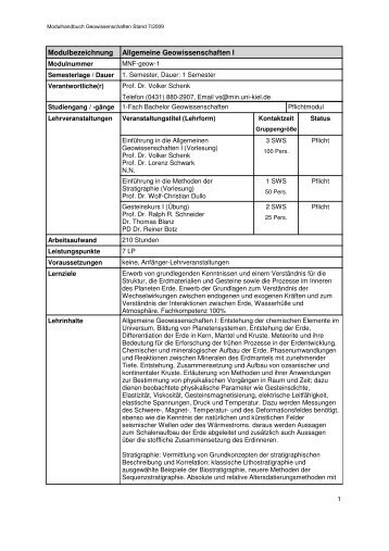 Modulhandbuch ASIIN 72009 - Institut für Geowissenschaften