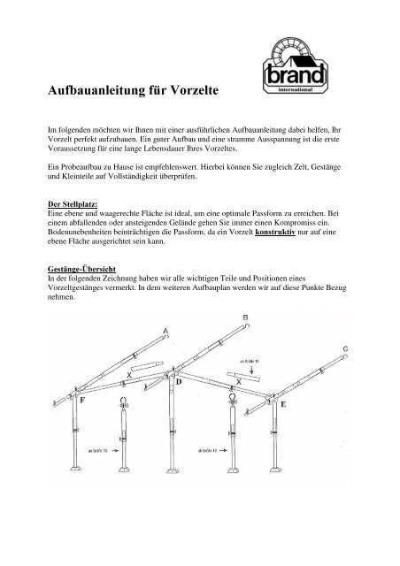 Aufbauanleitung für Vorzelte