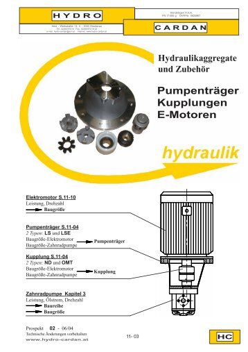 Pumpenträger Kupplungen E-Motoren - Hydro Cardan