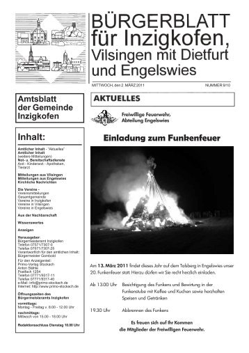 Inhalt: Einladung zum Funkenfeuer - Inzigkofen