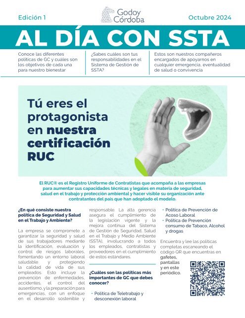 Al día con SSTA - ¡El periódico de nuestra certificación RUC! - Edición 1. Octubre 2024