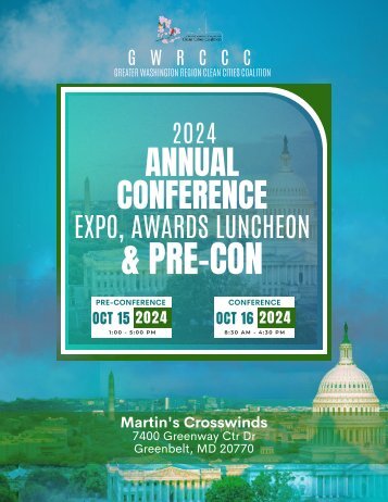 The Greater Washington Region Clean Cities Coalition (GWRCCC) 2024 Annual Conference, Expo, Awards Luncheon & Pre-Con Souvenir Journal