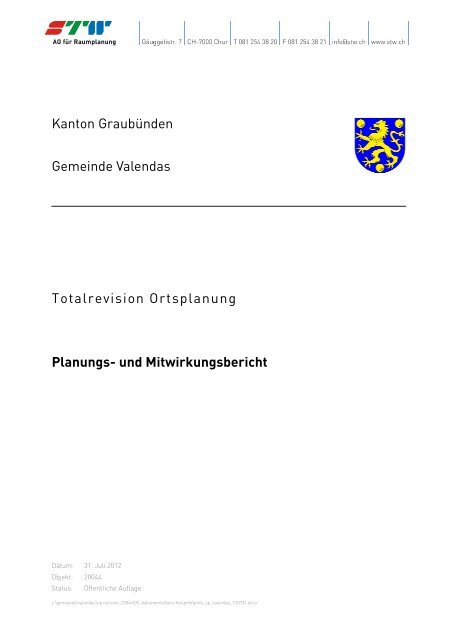 Kanton Graubünden Gemeinde Valendas Totalrevision Ortsplanung ...