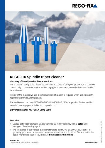 Spindle taper cleaner Cleaning instructions ENGLISH