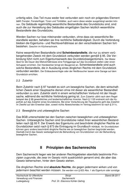 BGB Sachenrecht und Sicherheiten Skript - Hochschule für ...